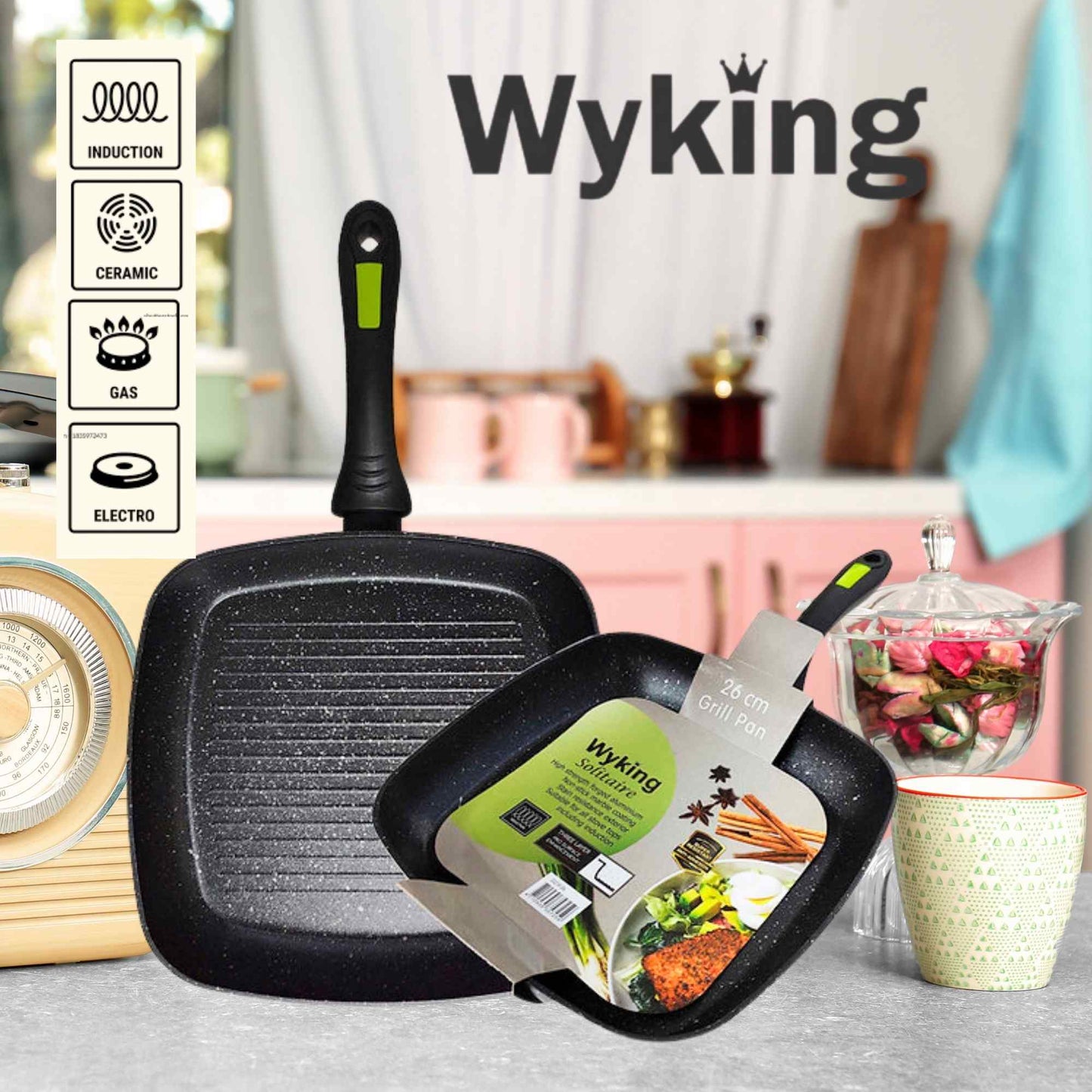 Wyking Deluxe Non Stick Grill Pan 26cm Induction