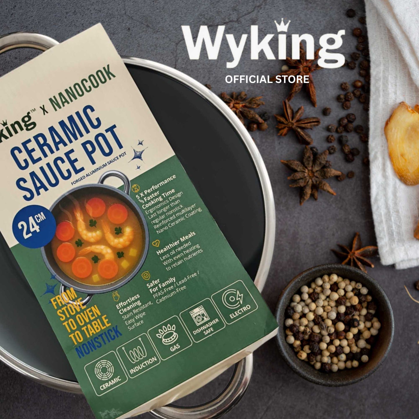 Nanocook Ceramic Nonstick Saucepot 24cm