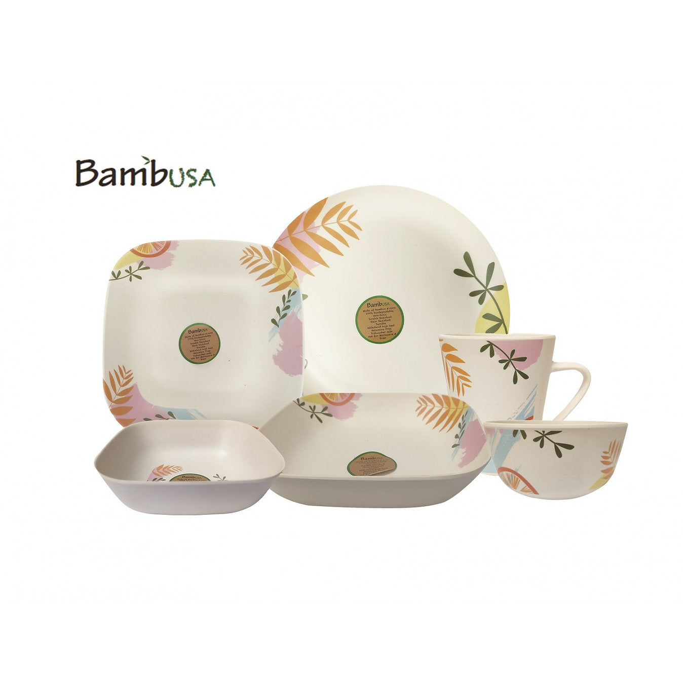 Bambusa 6 inch Square Bowl (Tropical)